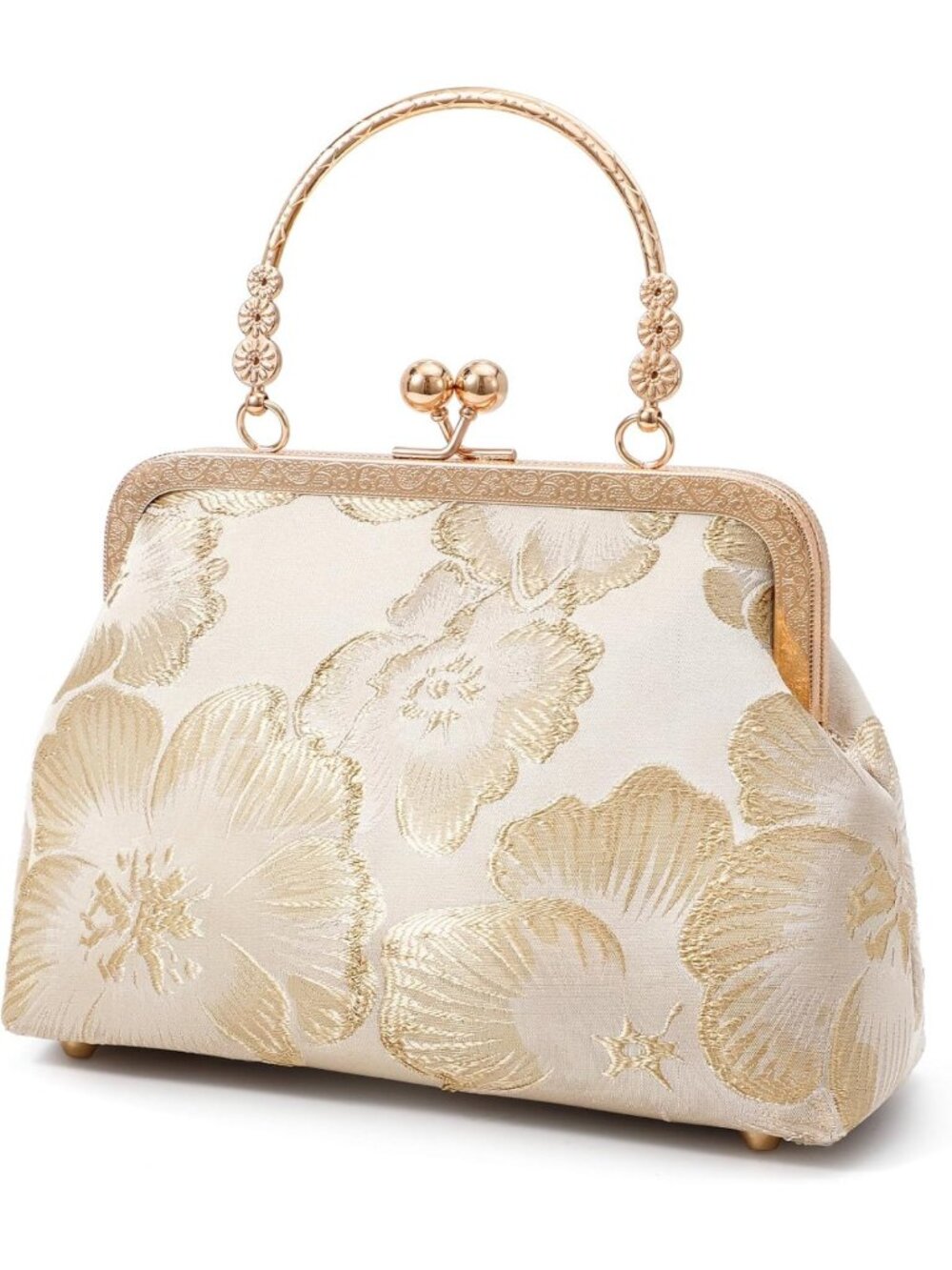 Floral Embroidered Clutch Purse for Women - Elegant Evening Handbag, Black